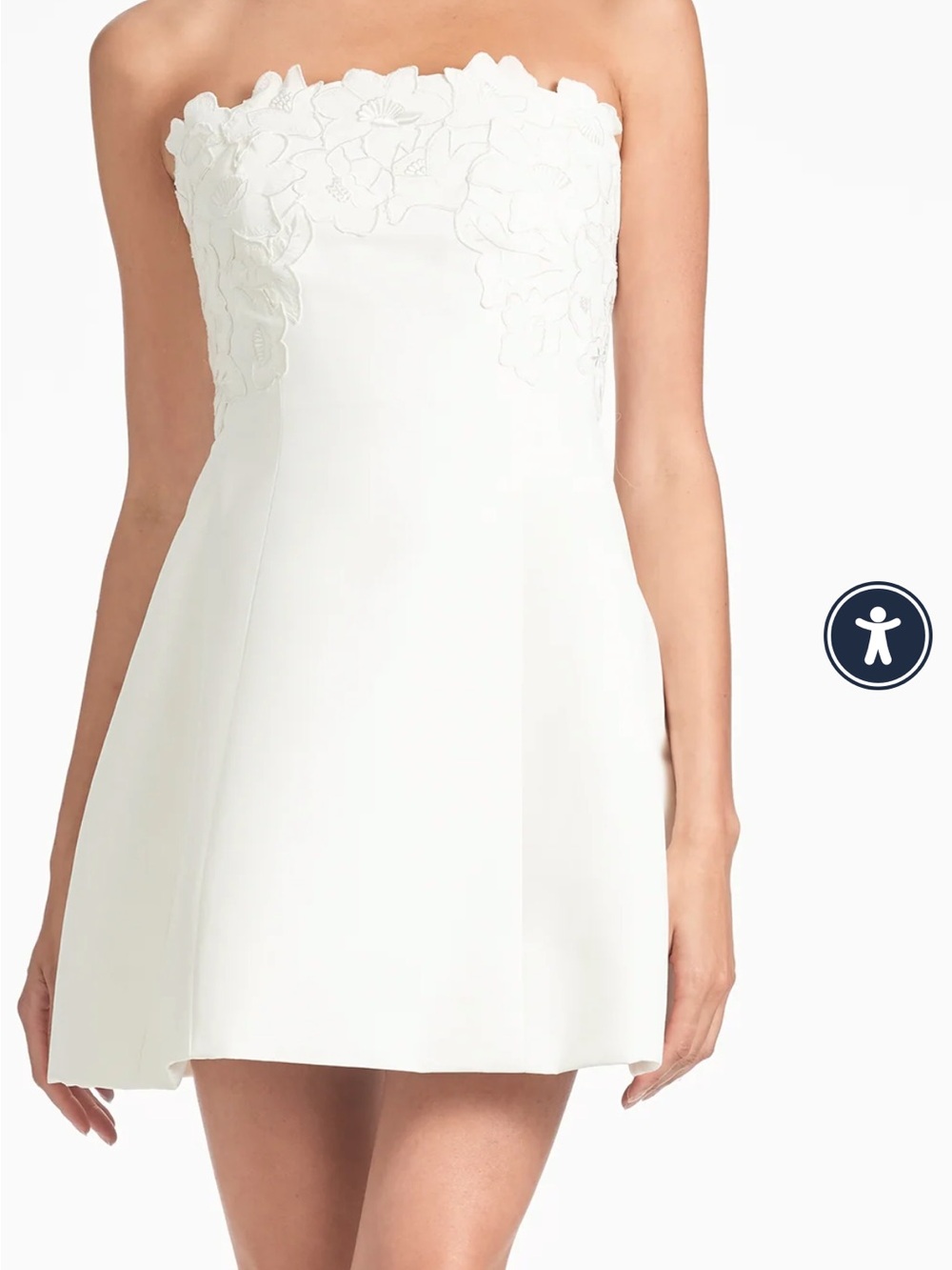 Sachin + Babi White Strapless Floral Appliqué Mini Dress